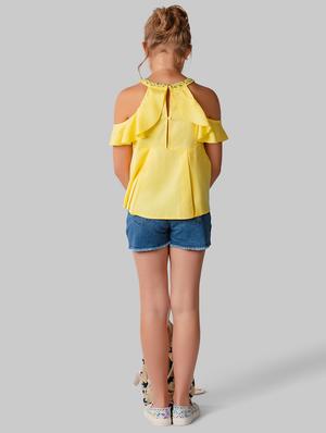 yellow cotton blend regular top - 16915973 - Standard Image - 3