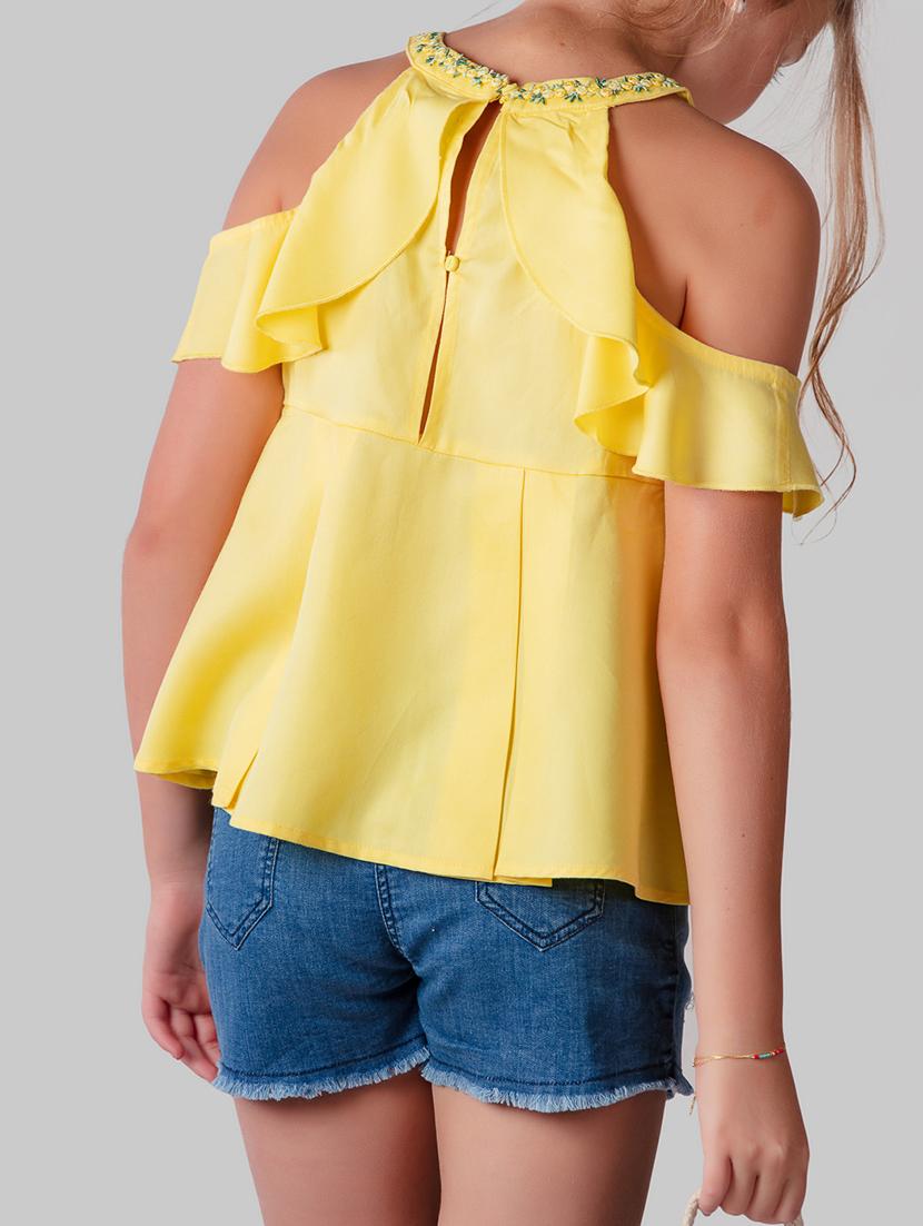 yellow cotton blend regular top - 16915973 - Zoom Image - 4