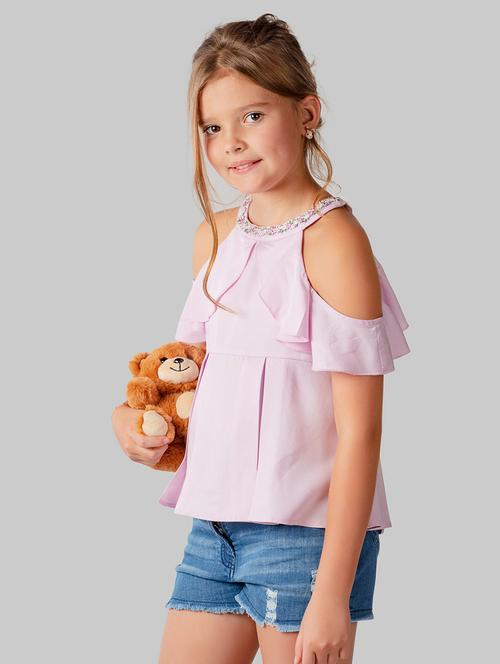 pink cotton blend regular top - 16915974 - Standard Image - 1