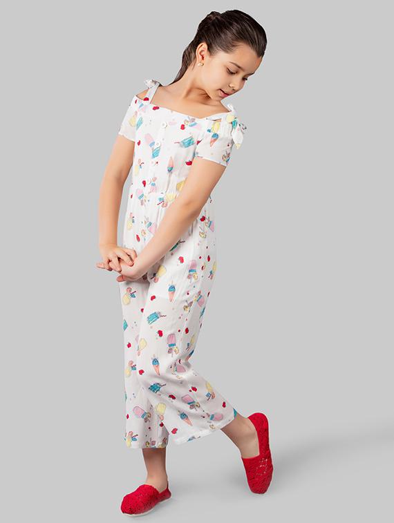 white viscose full length jumpsuit - 16915991 - Zoom Image - 2