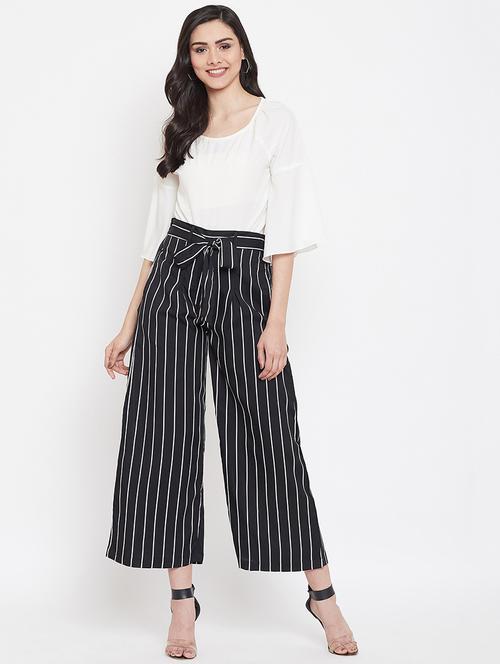 scoop neck top with striped palazzo set - 16917034 - Standard Image - 1