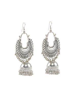 silver metal jhumka earring - 16917197 - Standard Image - 2