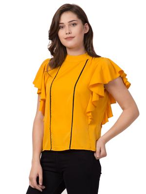 ruffle sleeves contrast detail top - 16917472 - Standard Image - 2