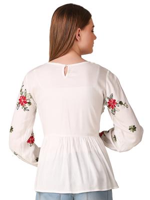 gathered hem embroidered top - 16917830 - Standard Image - 3