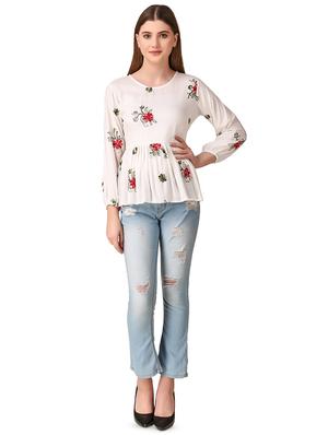 gathered hem embroidered top - 16917830 - Standard Image - 4