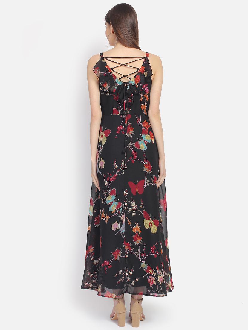 criss cross back floral maxi dress - 16918076 - Zoom Image - 3