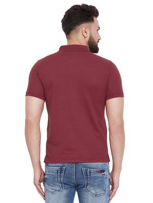 maroon solid polo t-shirt - 16918196 - Standard Image - 3