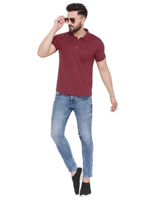 maroon solid polo t-shirt - 16918196 - Standard Image - 4