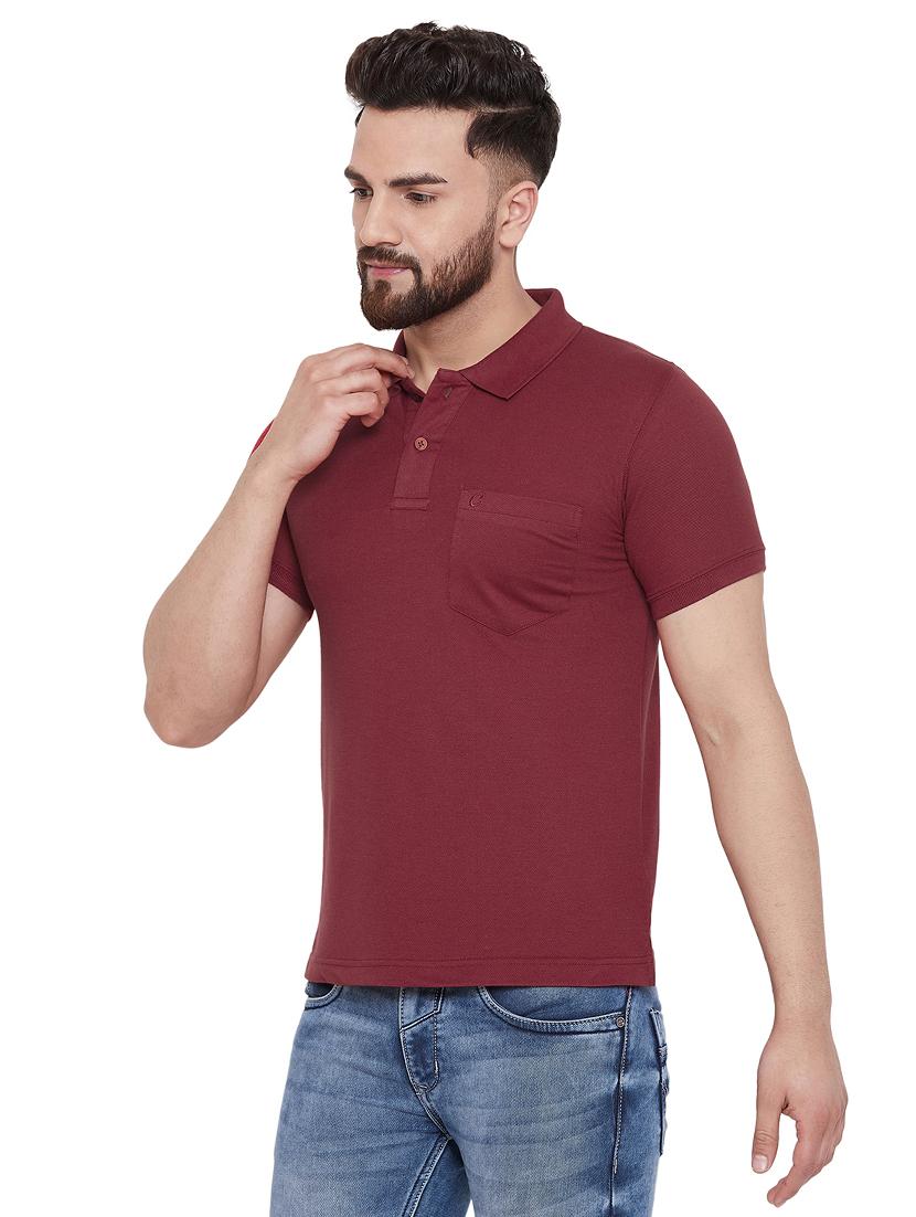 maroon solid polo t-shirt - 16918196 - Zoom Image - 2