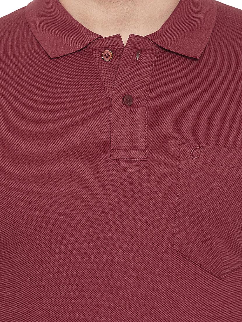 maroon solid polo t-shirt - 16918196 - Zoom Image - 5