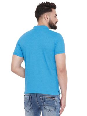 blue solid polo t-shirt - 16918200 - Standard Image - 3
