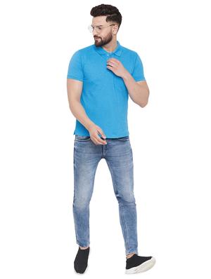 blue solid polo t-shirt - 16918200 - Standard Image - 4