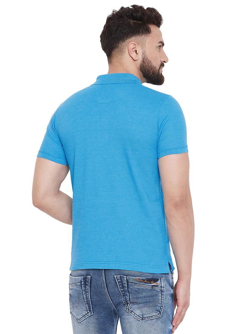 blue solid polo t-shirt - 16918200 - Zoom Image - 3
