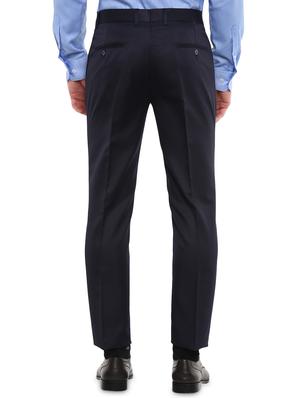 navy blue solid flat front formal trouser - 16918569 - Standard Image - 3