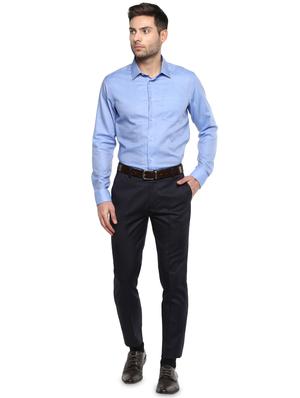 navy blue solid flat front formal trouser - 16918569 - Standard Image - 4