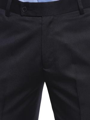 navy blue solid flat front formal trouser - 16918569 - Standard Image - 5