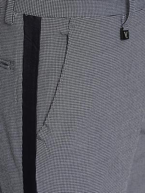grey checkered flat front casual trouser - 16918809 - Standard Image - 4