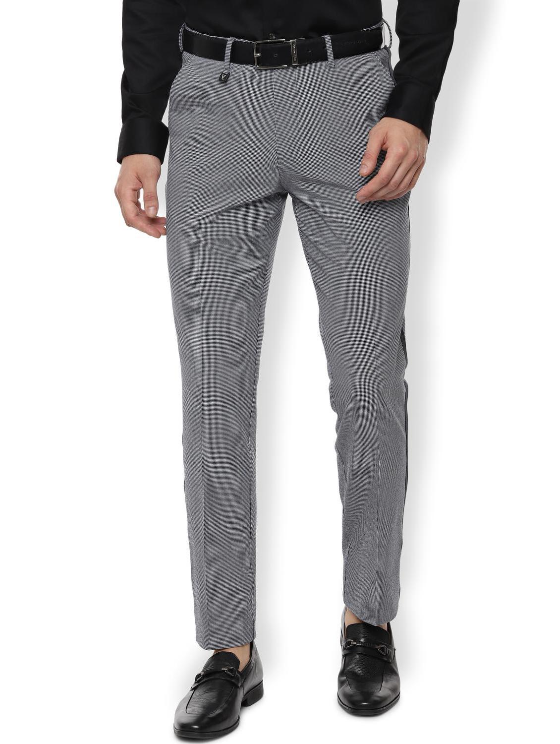 grey checkered flat front casual trouser - 16918809 - Zoom Image - 1