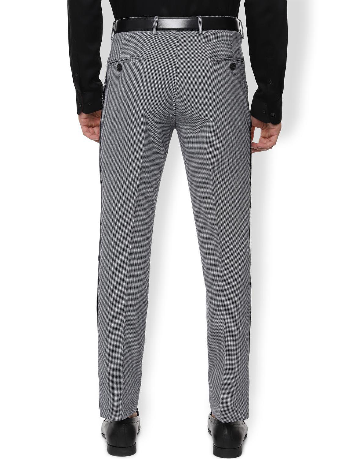 grey checkered flat front casual trouser - 16918809 - Zoom Image - 2