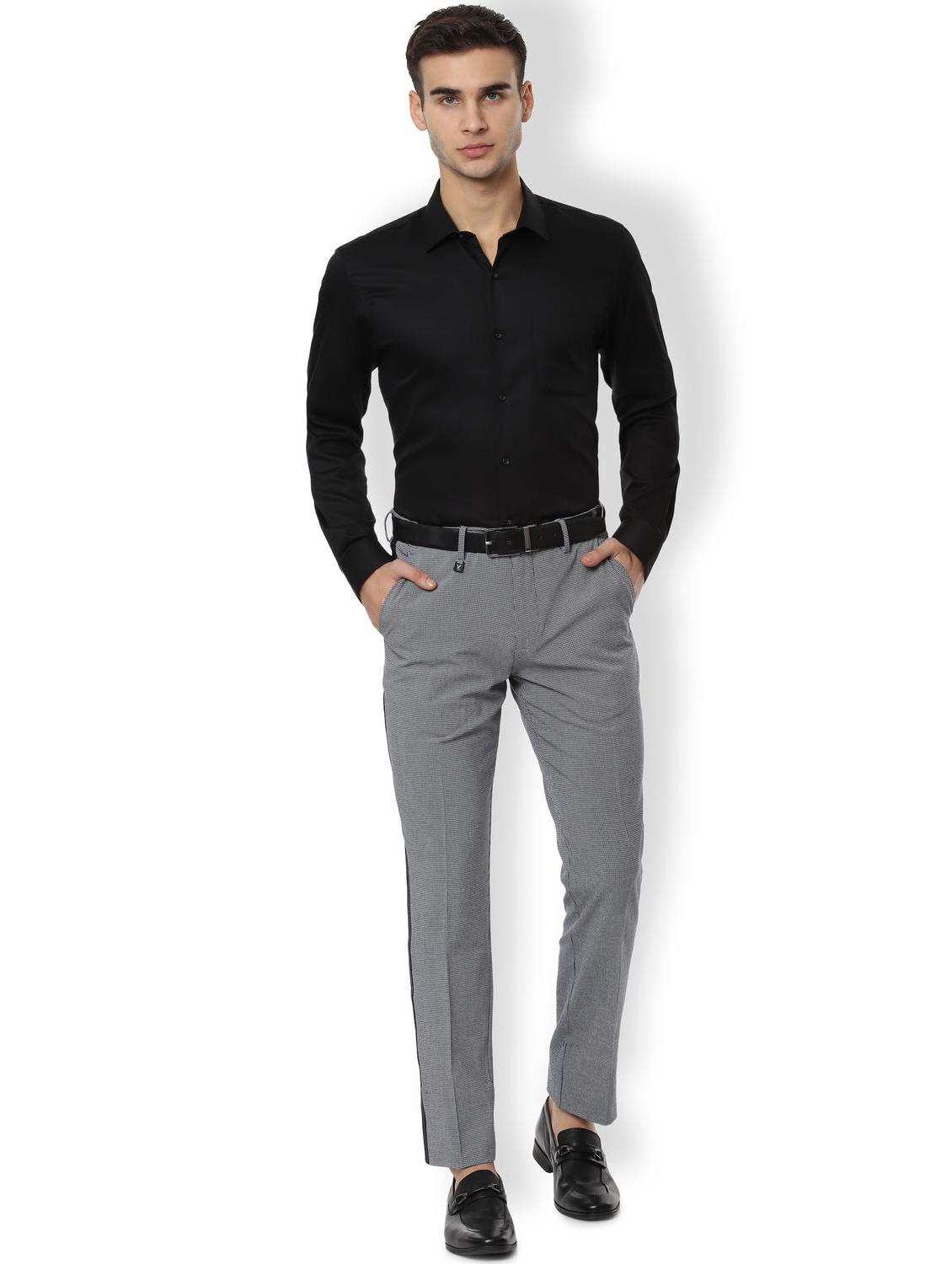 grey checkered flat front casual trouser - 16918809 - Zoom Image - 3