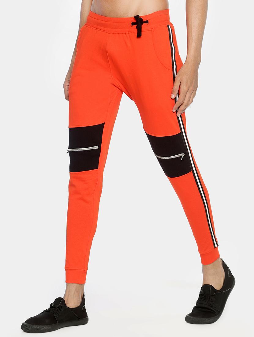 orange color block side taped joggers - 16919045 - Zoom Image - 2