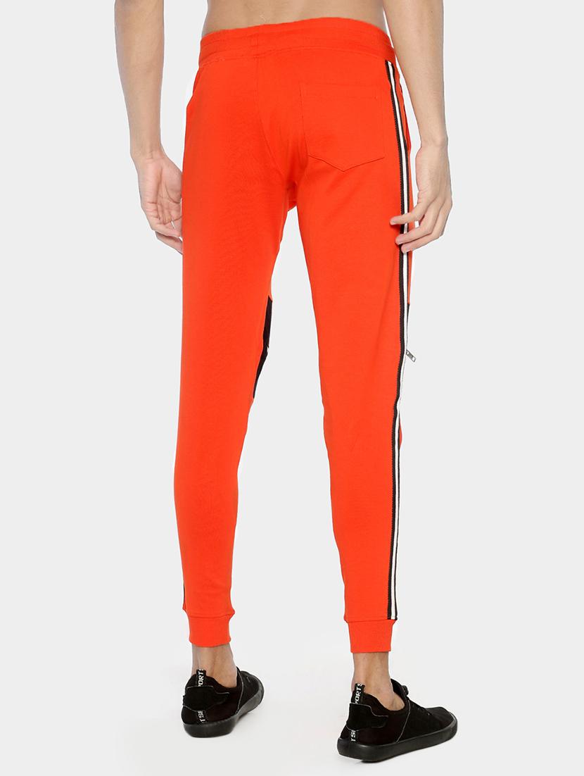 orange color block side taped joggers - 16919045 - Zoom Image - 3