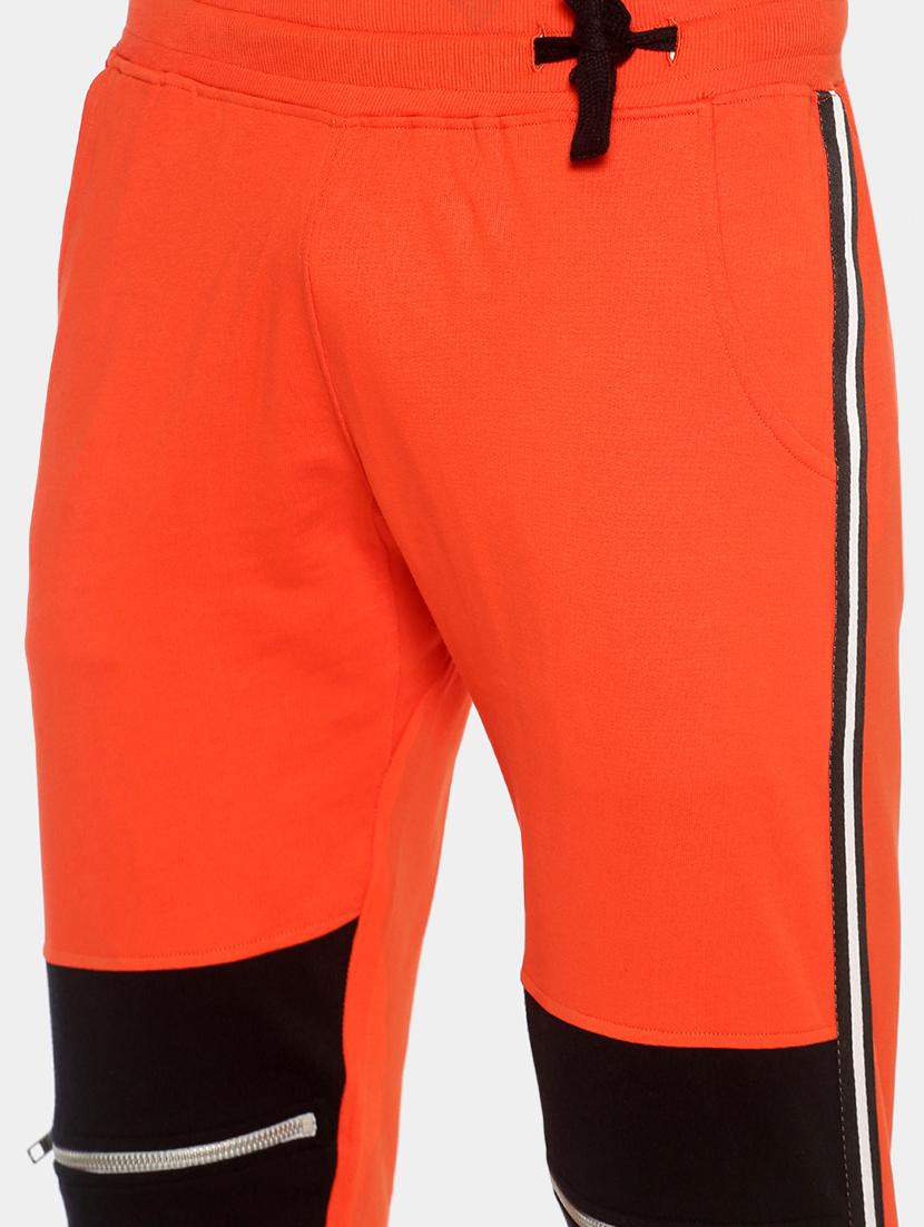 orange color block side taped joggers - 16919045 - Zoom Image - 5
