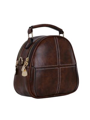 brown leatherette (pu) regular sling bag - 16919118 - Standard Image - 4