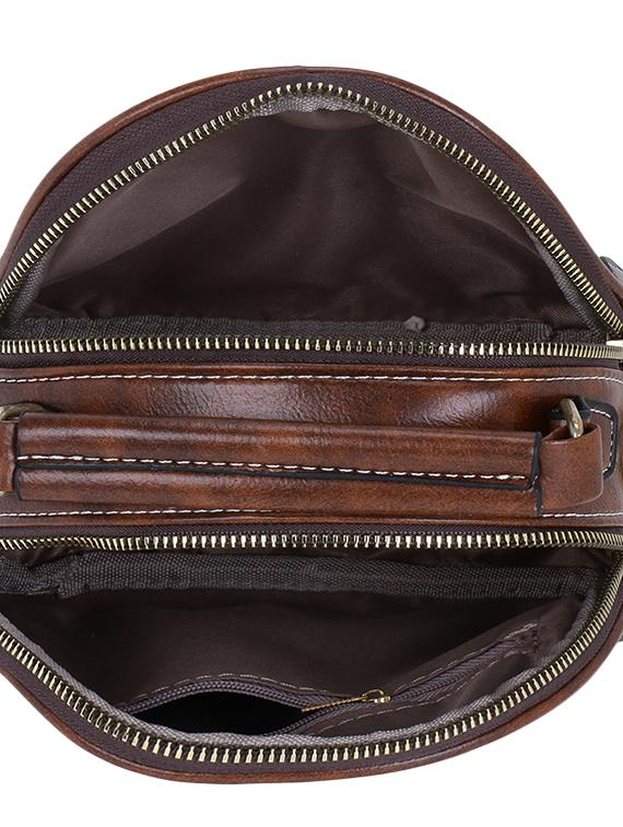 brown leatherette (pu) regular sling bag - 16919118 - Zoom Image - 3