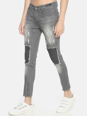 grey light washed biker denim jeans - 16919171 - Standard Image - 2