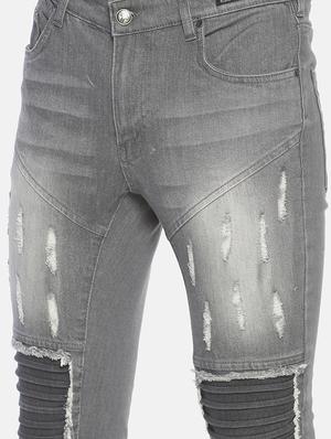 grey light washed biker denim jeans - 16919171 - Standard Image - 5