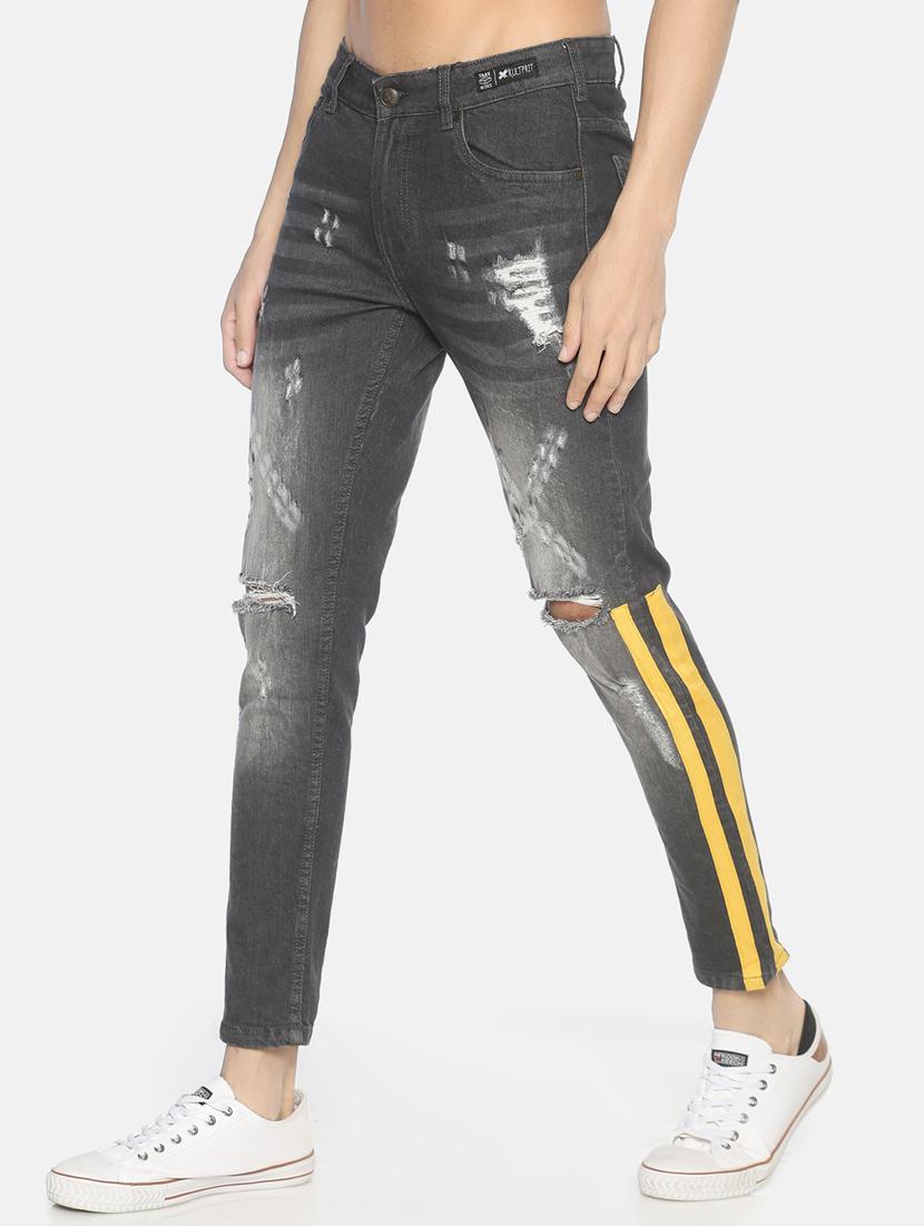 grey slashed knee ripped denim jeans - 16919183 - Zoom Image - 2