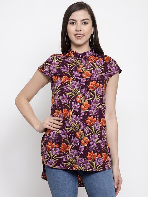 high-low printed top - 16919909 - Standard Image - 1