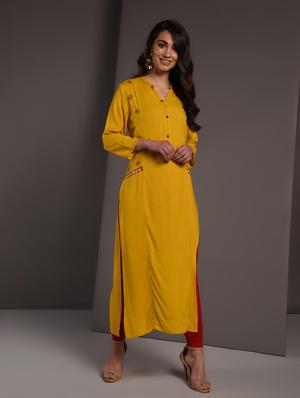 embroidered straight kurta - 16919964 - Standard Image - 2