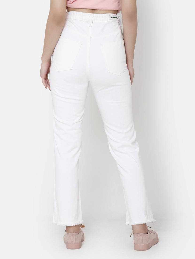 solid high rise frayed hem jeans - 16920553 - Zoom Image - 3