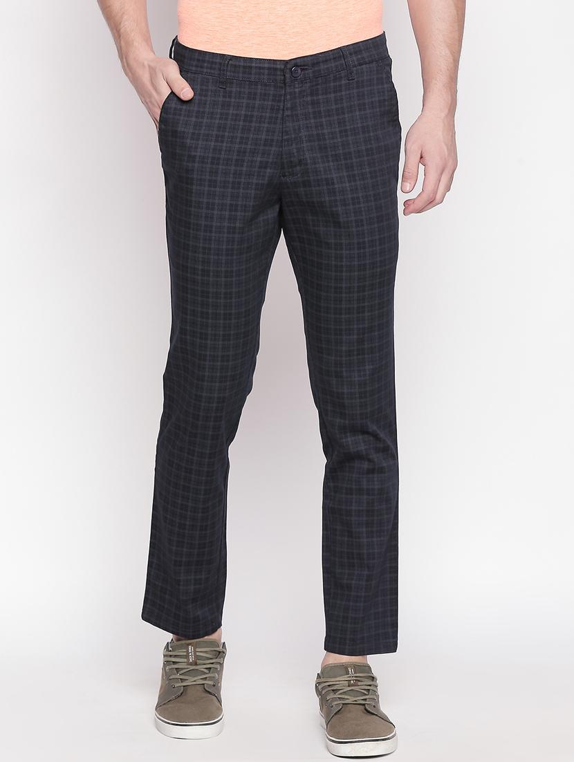 navy blue checkered chinos - 16920605 - Zoom Image - 1