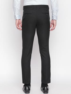 black solid flat front formal trouser - 16920612 - Standard Image - 3