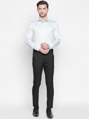 black solid flat front formal trouser - 16920612 - Standard Image - 4