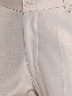 beige solid flat front formal trouser - 16920613 - Standard Image - 5