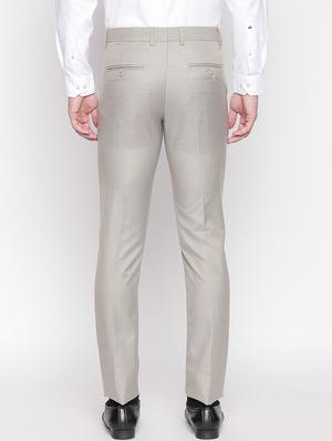 beige solid flat front formal trouser - 16920614 - Standard Image - 3