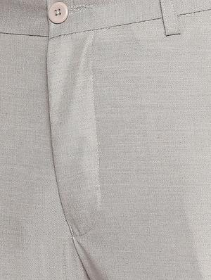 beige solid flat front formal trouser - 16920614 - Standard Image - 5
