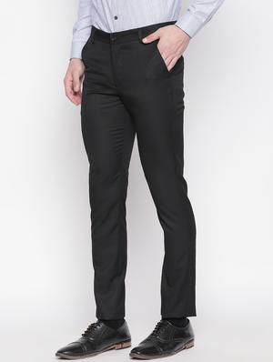 black solid flat front formal trouser - 16920615 - Standard Image - 2