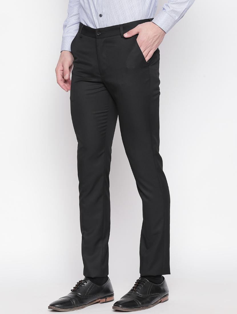 black solid flat front formal trouser - 16920615 - Zoom Image - 2