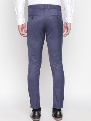 blue solid flat front formal trouser - 16920618 - Standard Image - 3