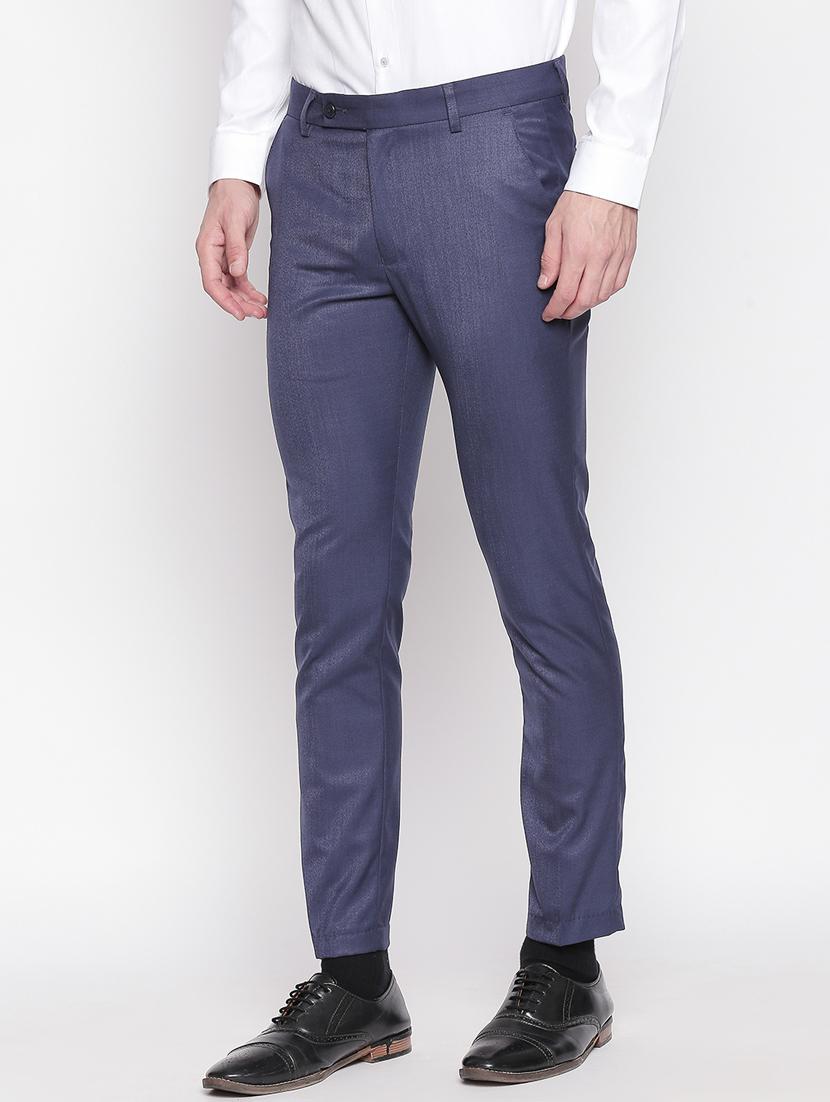 blue solid flat front formal trouser - 16920618 - Zoom Image - 2