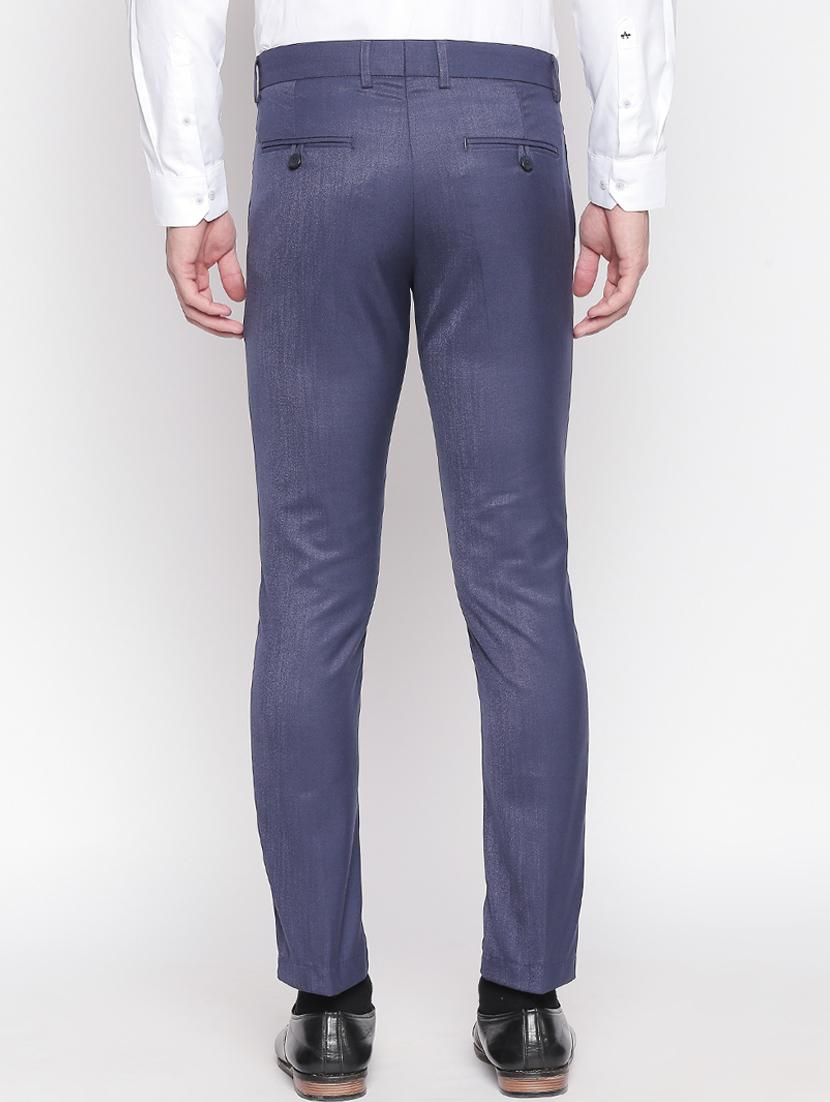 blue solid flat front formal trouser - 16920618 - Zoom Image - 3