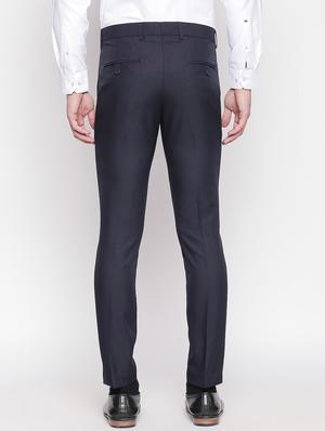 navy blue solid flat front formal trouser - 16920621 - Standard Image - 3