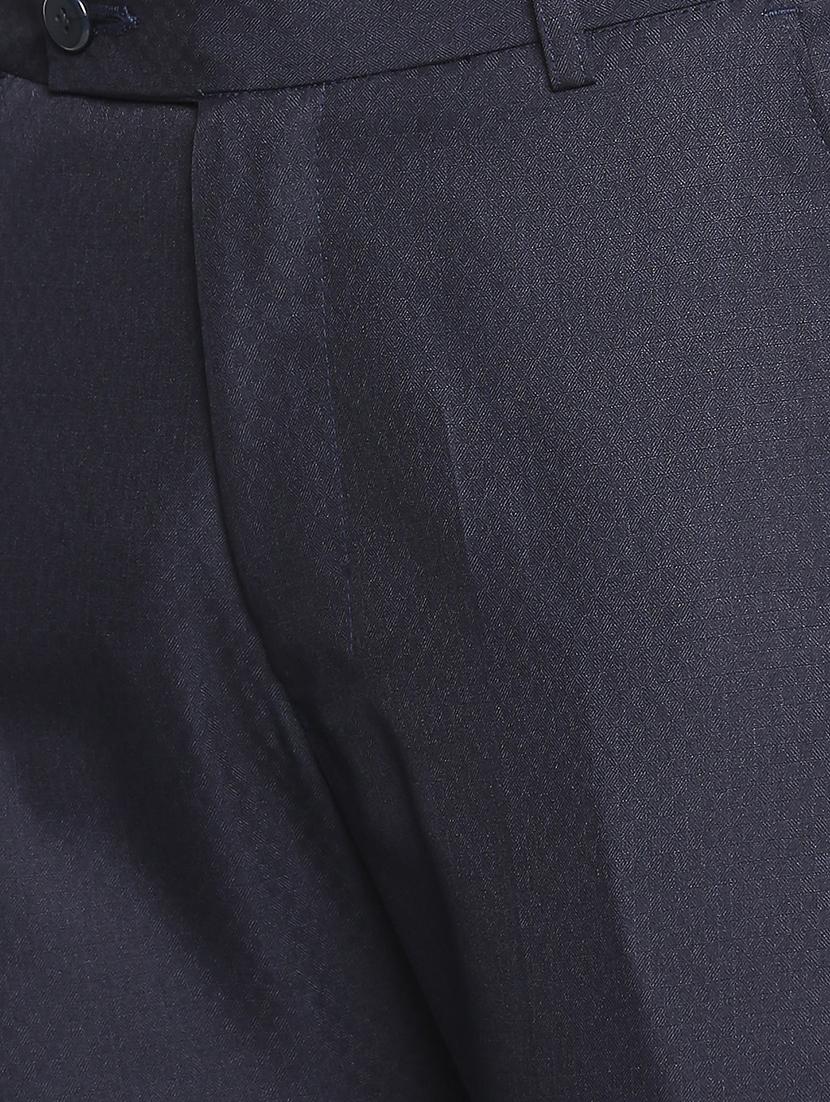 navy blue solid flat front formal trouser - 16920621 - Zoom Image - 5