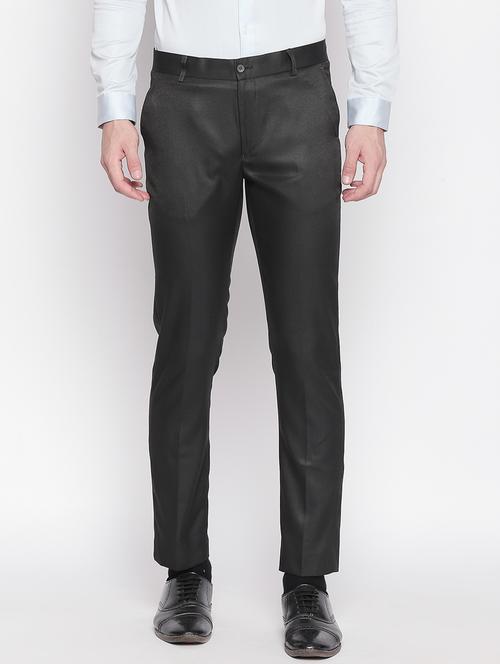 black solid flat front formal trouser - 16920632 - Standard Image - 1