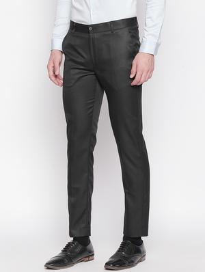 black solid flat front formal trouser - 16920632 - Standard Image - 2